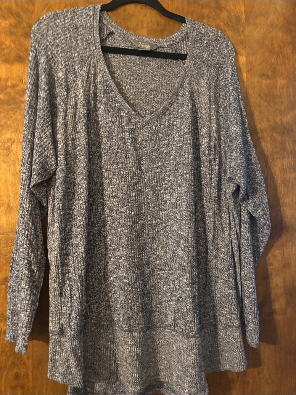 Natural Reflections Gray Marled V-Neck Sweater
